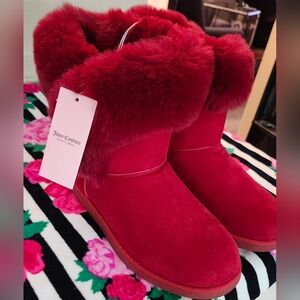 Juicy Couture Women's Red Fur Boots